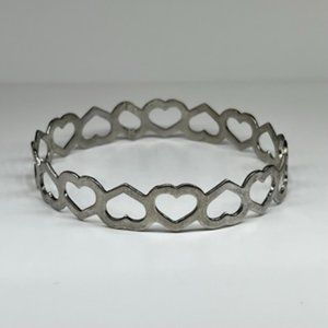 Silvertone heart bangle bracelet